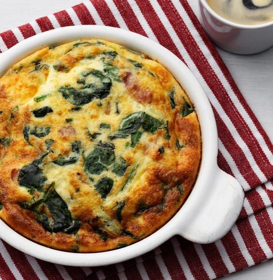 Keto frittata with fresh spinach