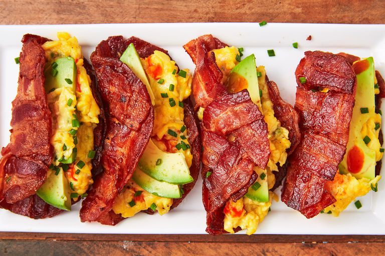 bacon weaved breakfast tacos